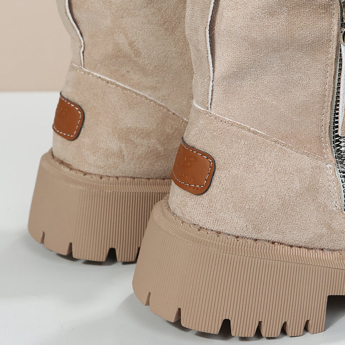 Damen gefütterte Wildleder Slip-On Ankle Boots mit Plateausohle