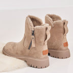 Damen gefütterte Wildleder Slip-On Ankle Boots mit Plateausohle