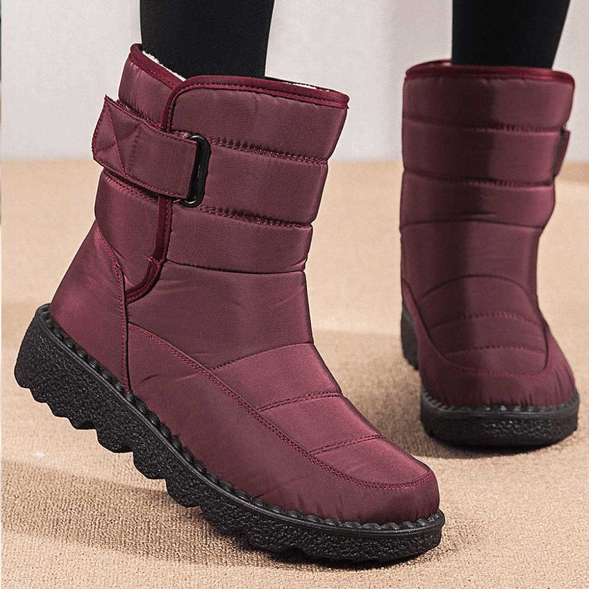 Damen gefütterte wasserdichte Knee-High-Thermostiefel mit rutschfester Profilsohle