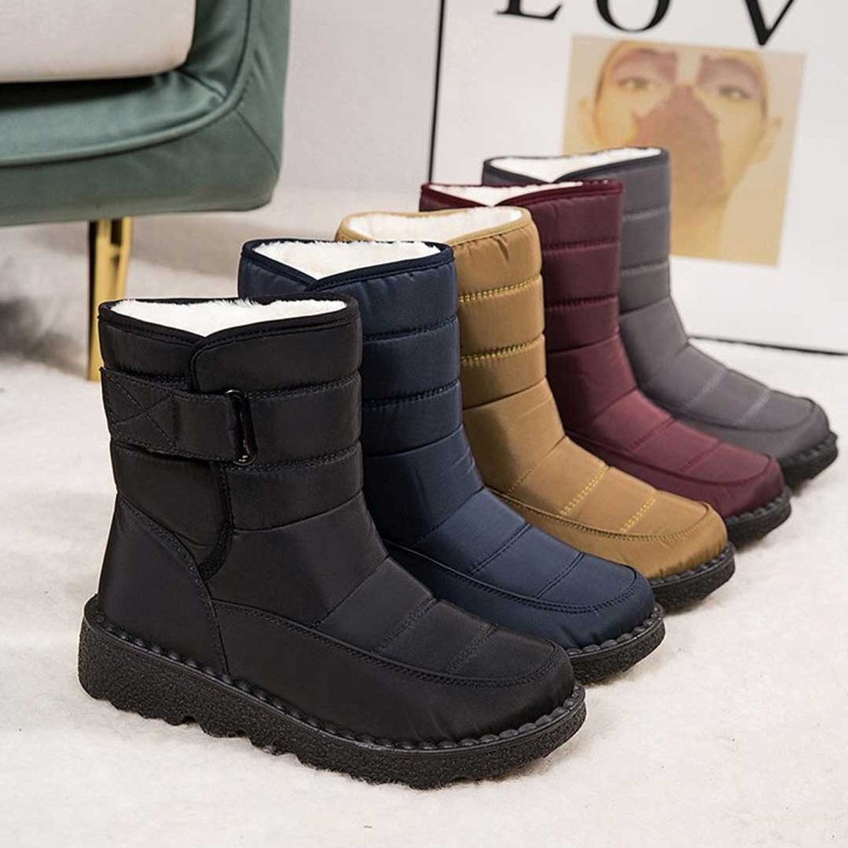 Damen gefütterte wasserdichte Knee-High-Thermostiefel mit rutschfester Profilsohle