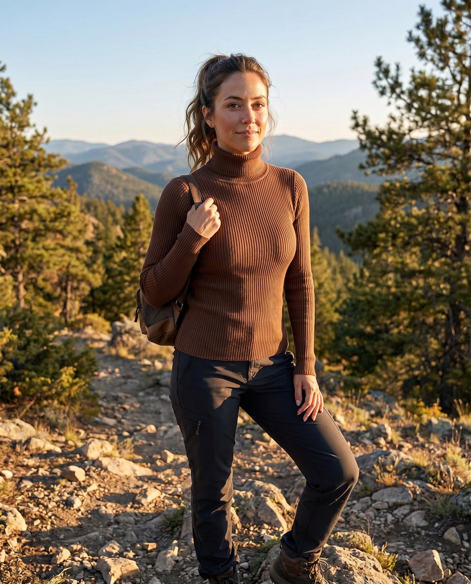 Damen gerippter Rollkragenpullover mit klassischer Passform