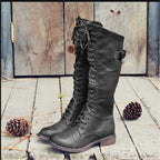 Damen hohe Schnürstiefel im Reitstil mit Profilsohle