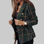 Damen karierter Blazer mit tailliertem Schnitt