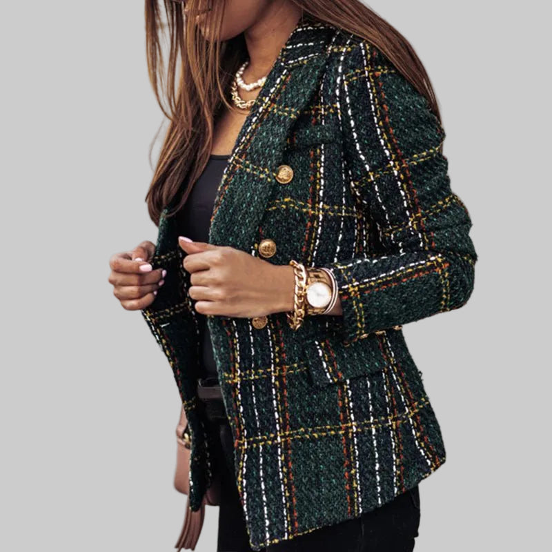Damen karierter Blazer mit tailliertem Schnitt