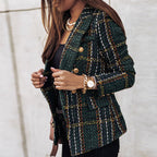 Damen karierter Blazer mit tailliertem Schnitt