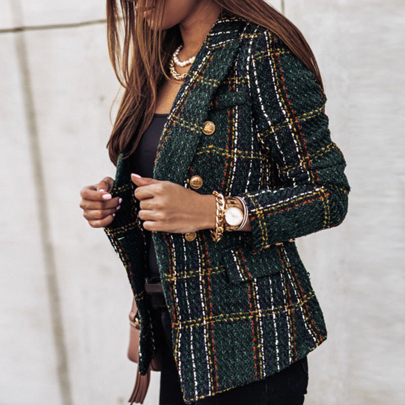 Damen karierter Blazer mit tailliertem Schnitt