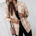 Damen karierter Blazer mit tailliertem Schnitt