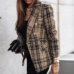 Damen karierter Blazer mit tailliertem Schnitt