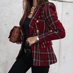 Damen karierter Blazer mit tailliertem Schnitt