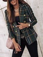 Damen karierter Blazer mit tailliertem Schnitt