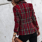 Damen karierter Blazer mit tailliertem Schnitt