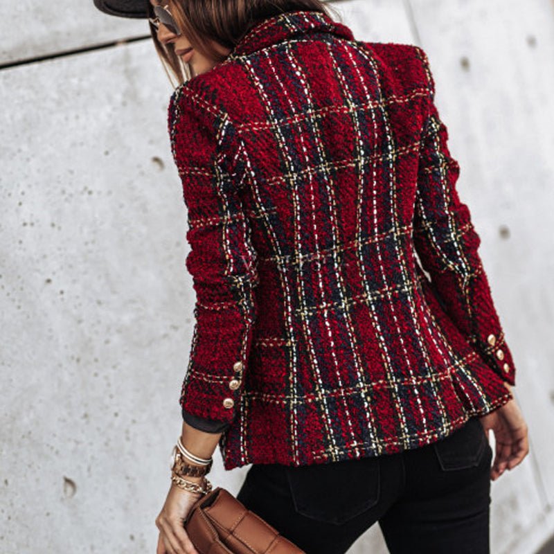 Damen karierter Blazer mit tailliertem Schnitt