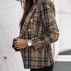 Damen karierter Blazer mit tailliertem Schnitt