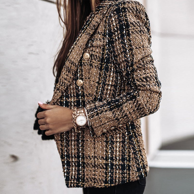 Damen karierter Blazer mit tailliertem Schnitt