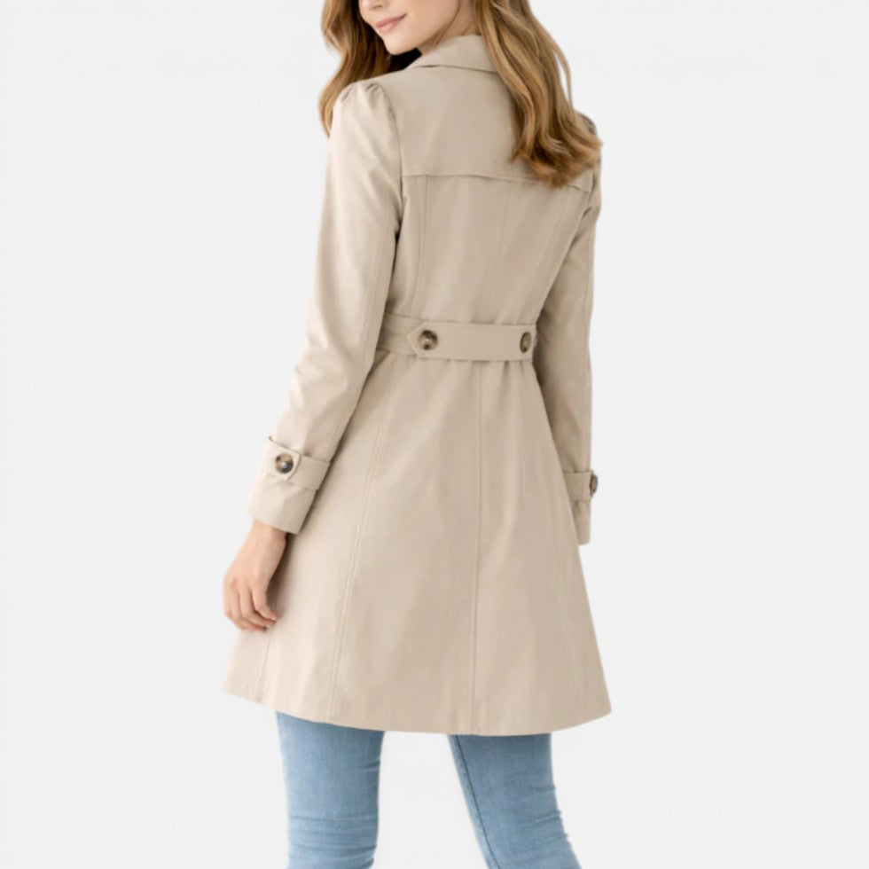 Damen klassischer Trenchcoat mit Knopfverschluss und Taillenbetonung