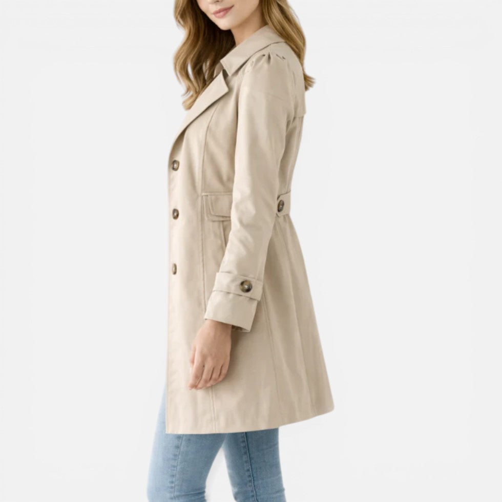 Damen klassischer Trenchcoat mit Knopfverschluss und Taillenbetonung