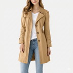 Damen klassischer Trenchcoat mit Knopfverschluss und Taillenbetonung
