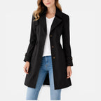 Damen klassischer Trenchcoat mit Knopfverschluss und Taillenbetonung