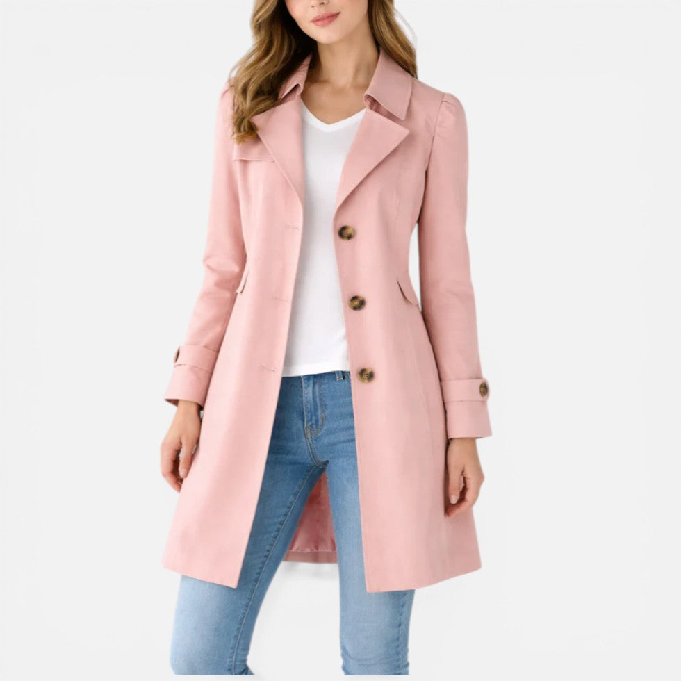 Damen klassischer Trenchcoat mit Knopfverschluss und Taillenbetonung