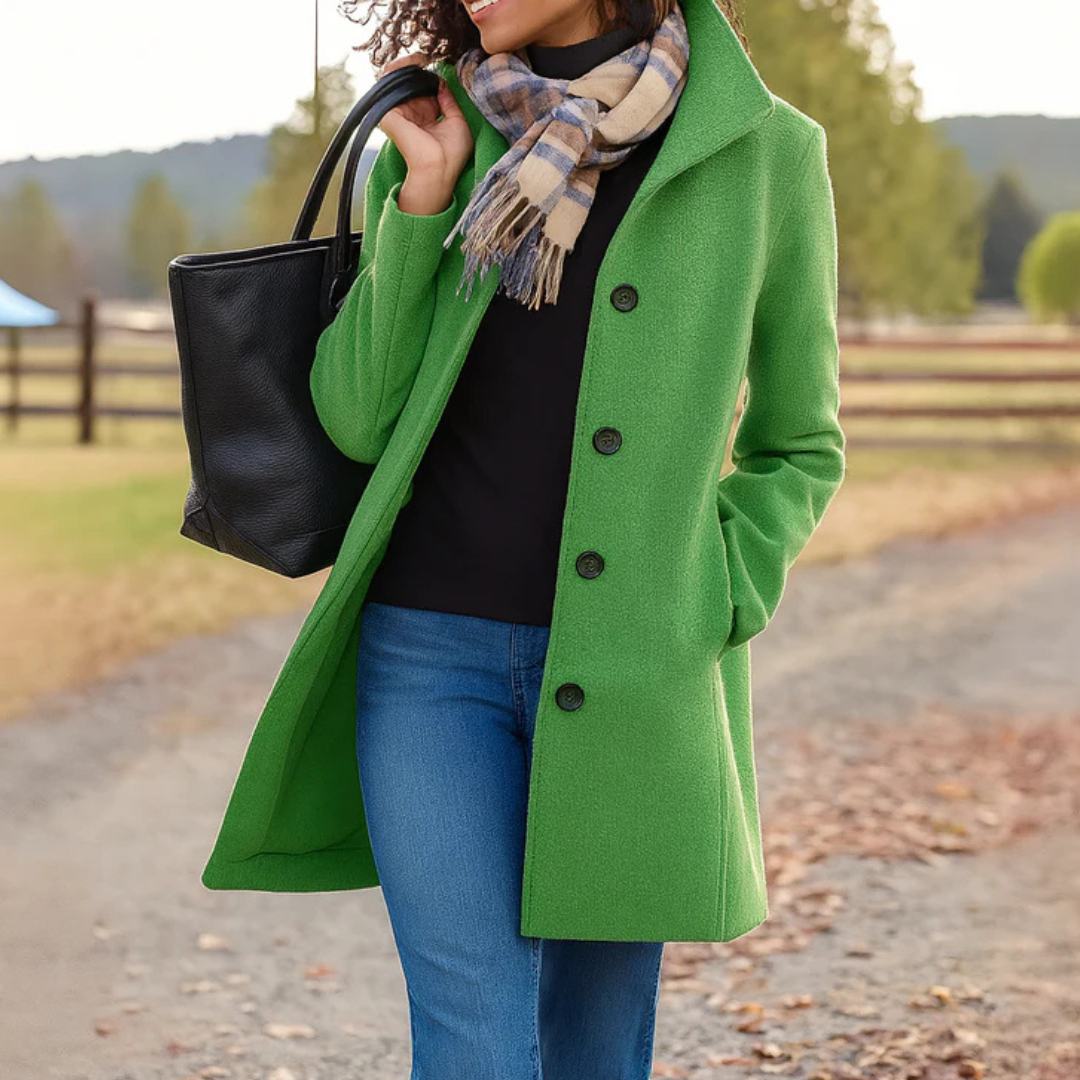 Damen klassischer Wintermantel mit Knopfleiste und langem Schnitt
