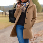 Damen klassischer Wintermantel mit Knopfleiste und langem Schnitt