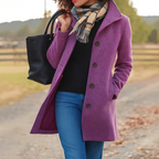 Damen klassischer Wintermantel mit Knopfleiste und langem Schnitt
