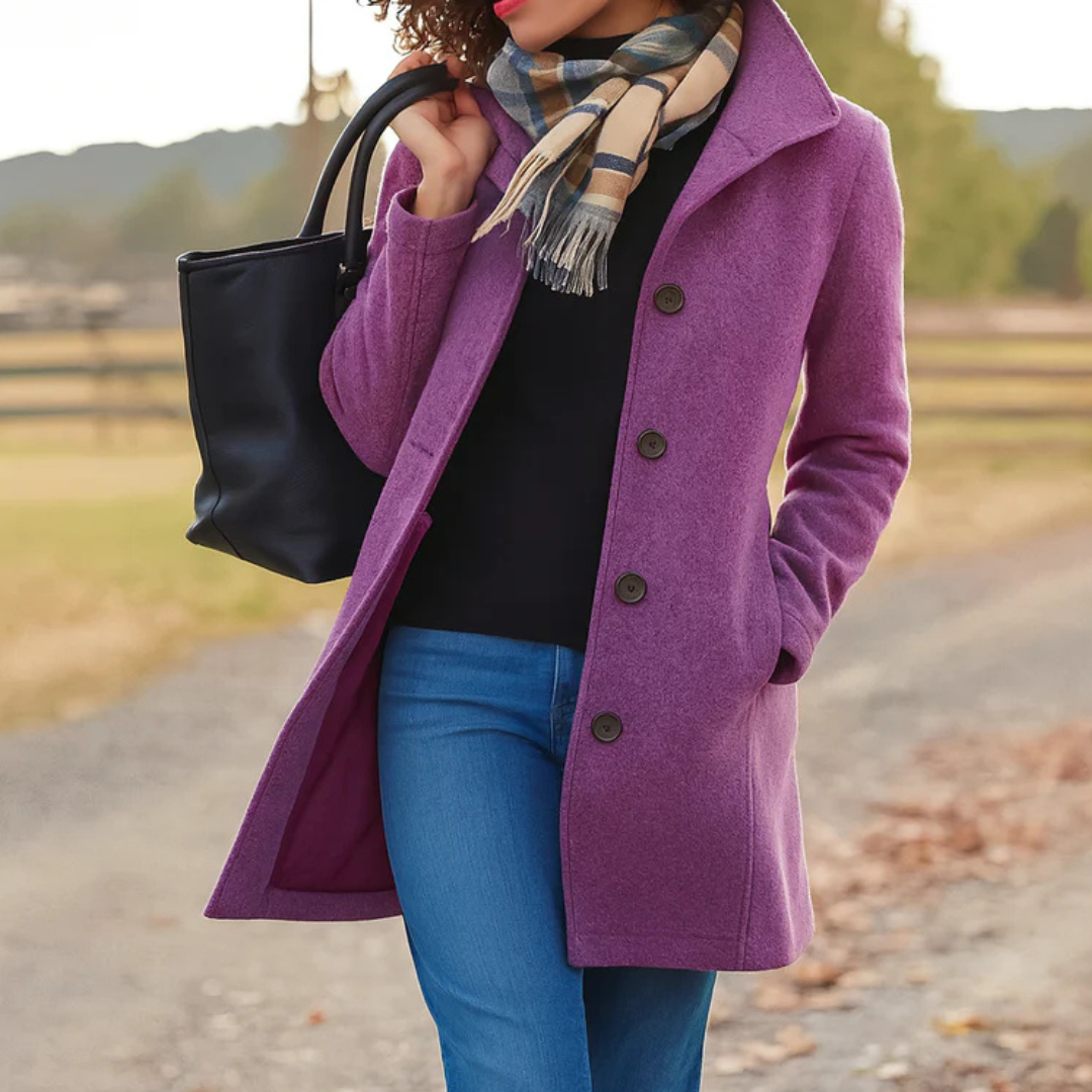 Damen klassischer Wintermantel mit Knopfleiste und langem Schnitt