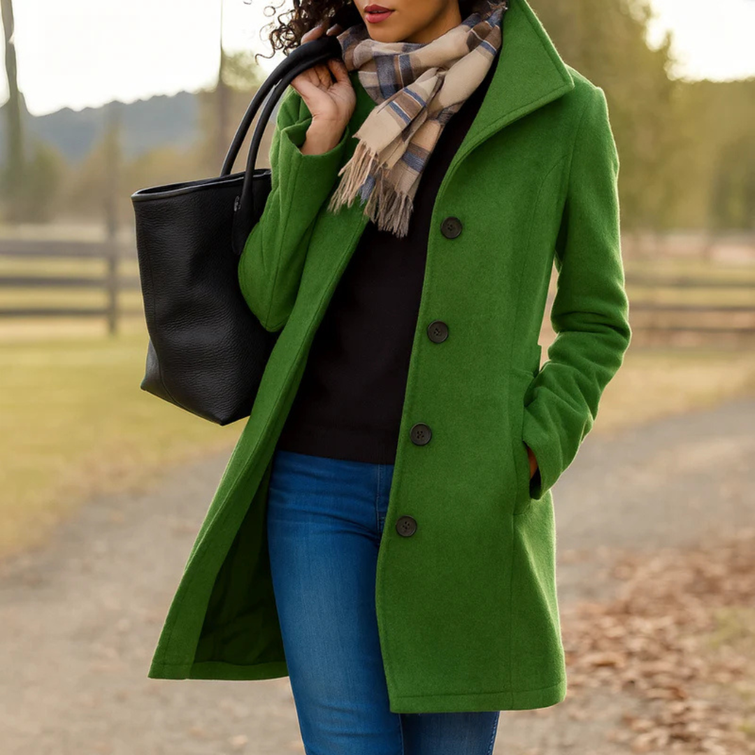 Damen klassischer Wintermantel mit Knopfleiste und langem Schnitt