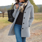 Damen klassischer Wintermantel mit Knopfleiste und langem Schnitt