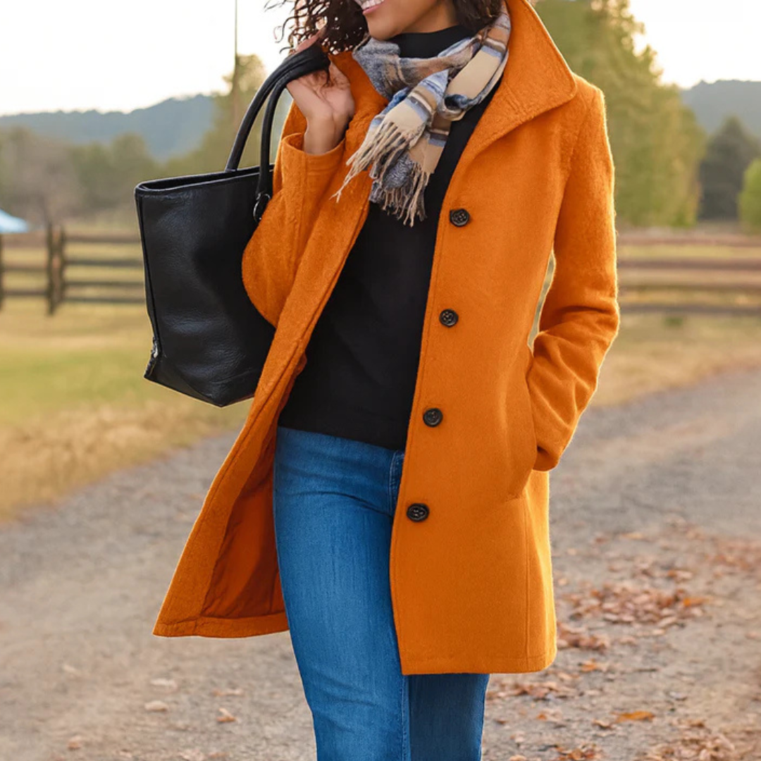 Damen klassischer Wintermantel mit Knopfleiste und langem Schnitt