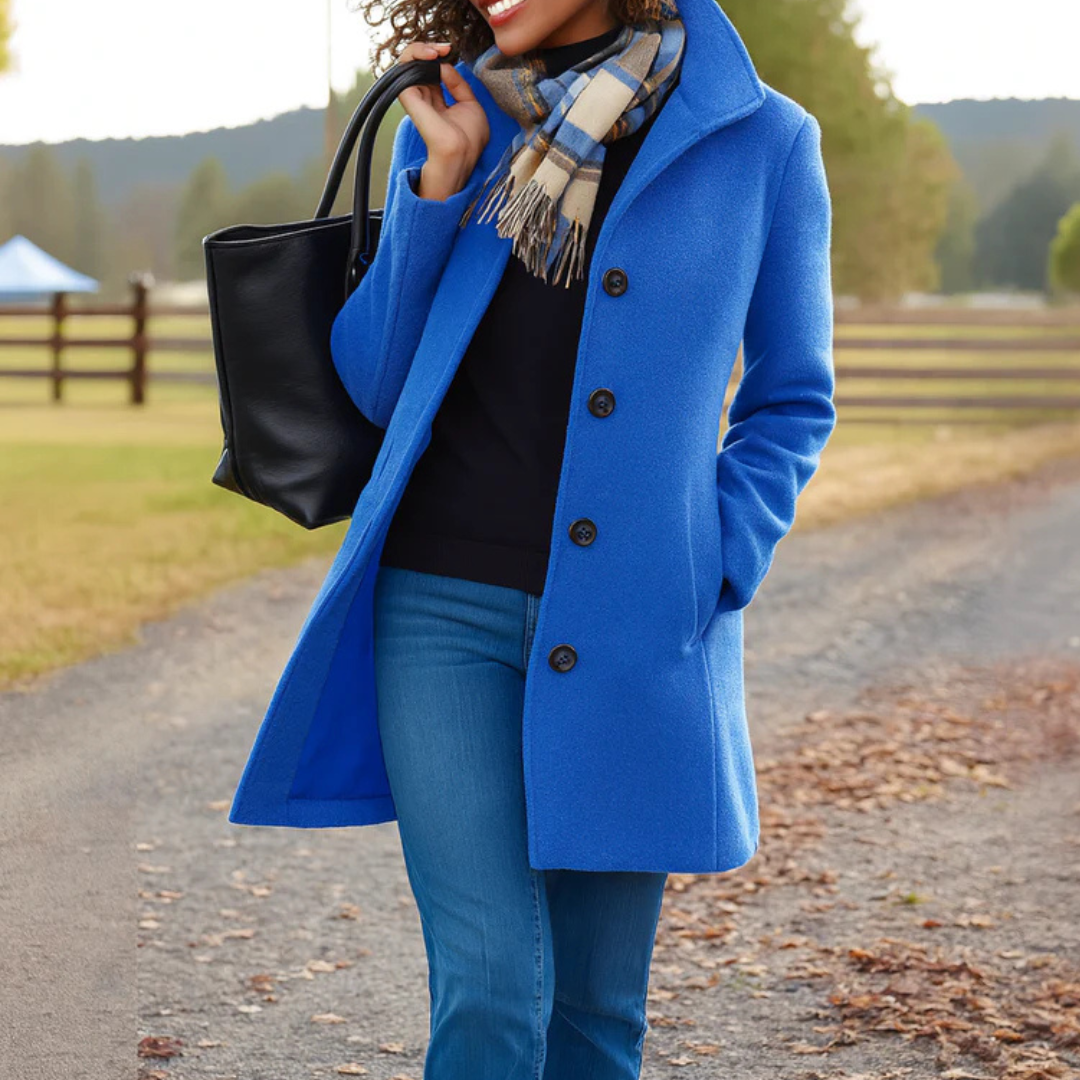 Damen klassischer Wintermantel mit Knopfleiste und langem Schnitt