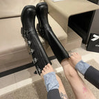 Damen kniehohe Gothic-Stiefel mit auffälligen Akzenten und robuster Verarbeitung
