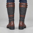 Damen Kniehohe Lederstiefel im Reitstiefel-Look – Wasserdichte Winterstiefel mit Schnallen