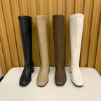 Damen kniehohe Stiefel mit Blockabsatz, elegantem Schnitt und vielseitigem Design