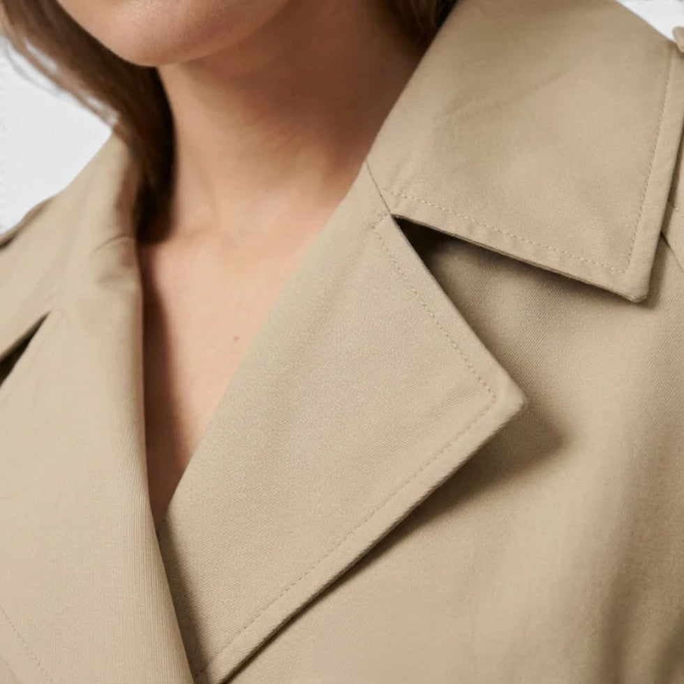 Damen kurze Trenchjacke mit zweireihigem Knopfverschluss