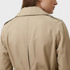 Damen kurze Trenchjacke mit zweireihigem Knopfverschluss