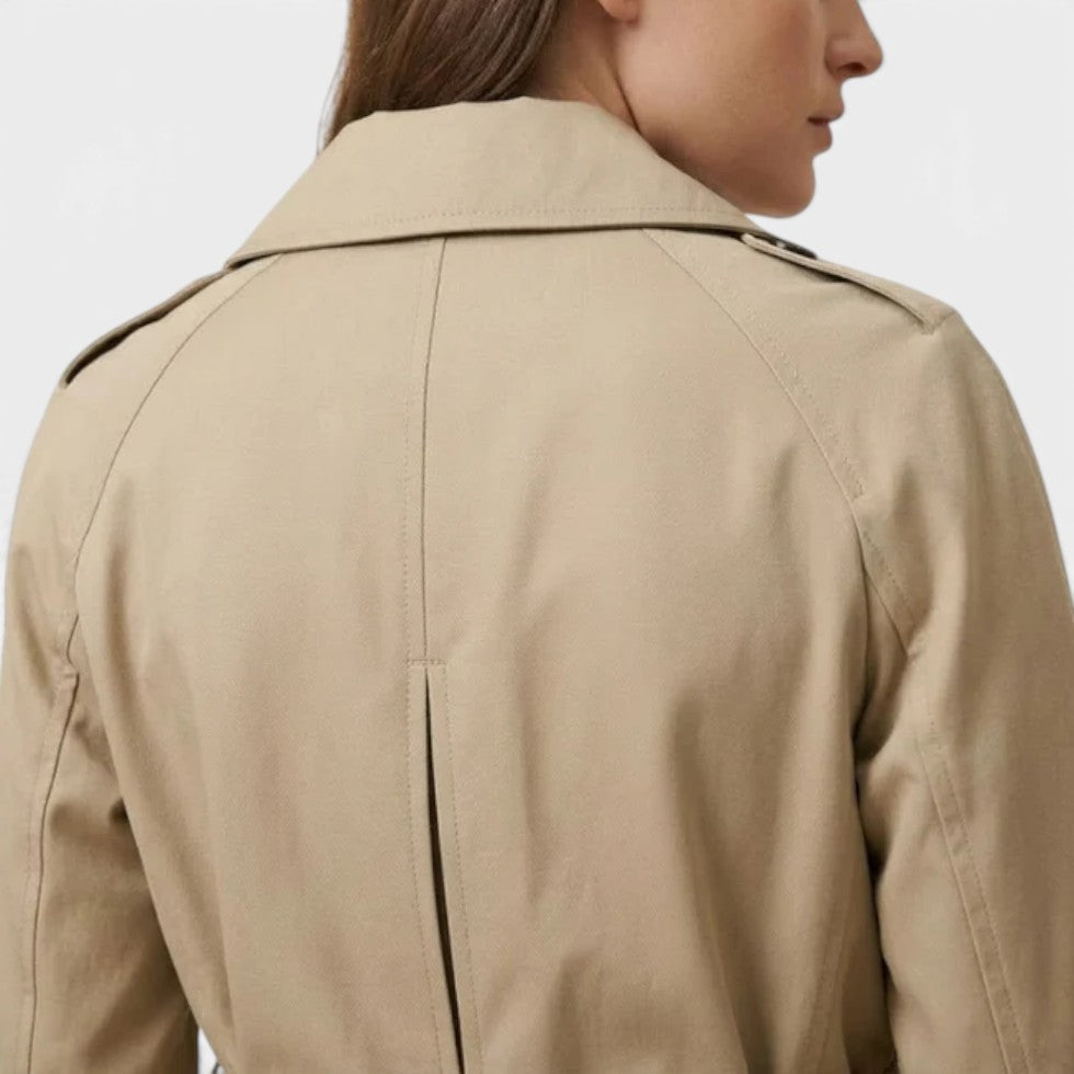Damen kurze Trenchjacke mit zweireihigem Knopfverschluss