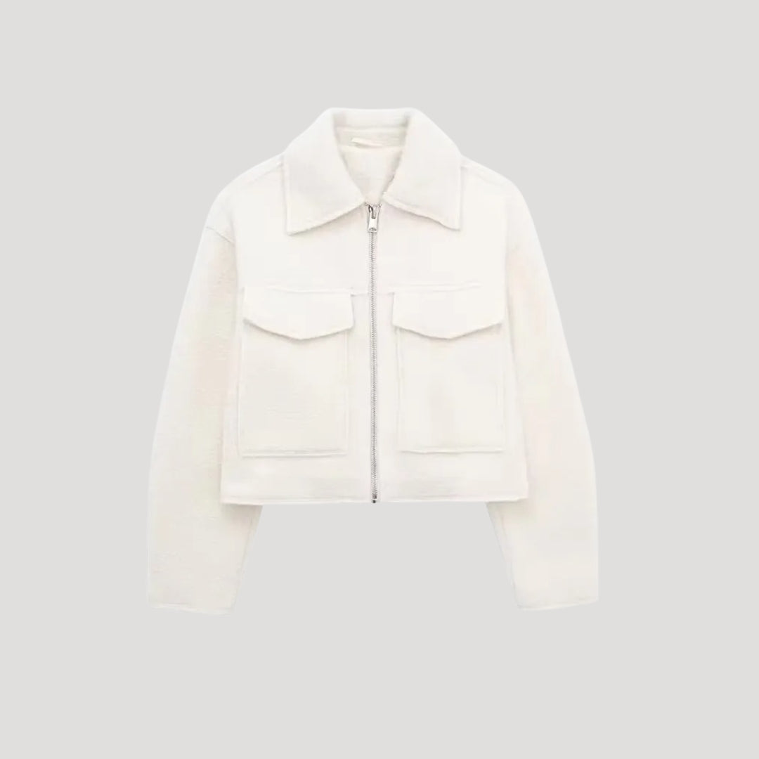 Damen kurze Winterjacke mit Frontreißverschluss