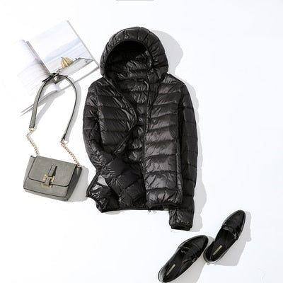Damen kurze glänzende Winterjacke