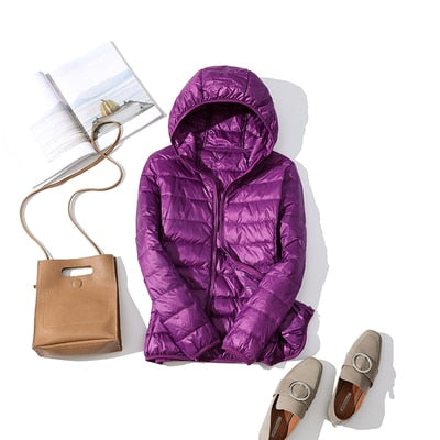 Damen kurze glänzende Winterjacke