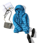 Damen kurze glänzende Winterjacke