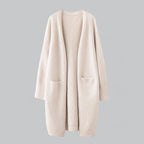 Damen langer Oversized-Kaschmir-Cardigan mit offener Vorderseite