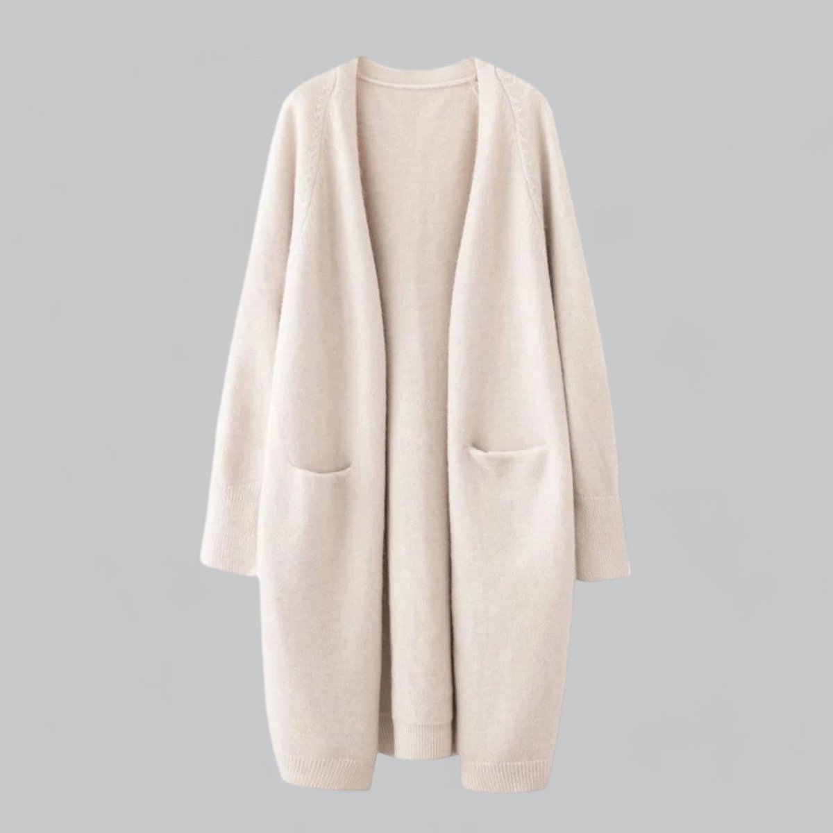 Damen langer Oversized-Kaschmir-Cardigan mit offener Vorderseite