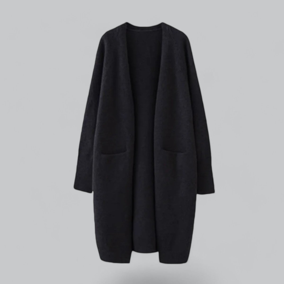Damen langer Oversized-Kaschmir-Cardigan mit offener Vorderseite