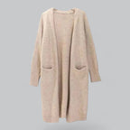 Damen langer Oversized-Kaschmir-Cardigan mit offener Vorderseite