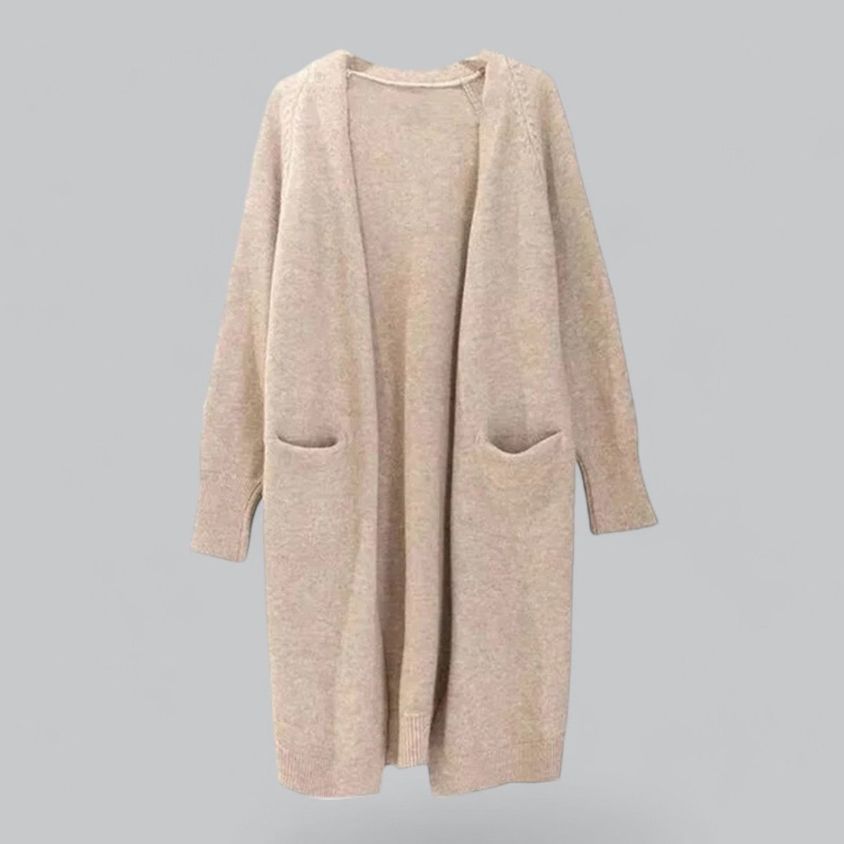 Damen langer Oversized-Kaschmir-Cardigan mit offener Vorderseite