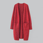 Damen langer Oversized-Kaschmir-Cardigan mit offener Vorderseite