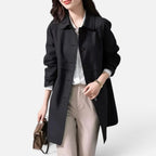 Damen langer Trenchcoat mit Knopfverschluss und tailliertem Schnitt