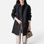 Damen langer Trenchcoat mit Knopfverschluss und tailliertem Schnitt