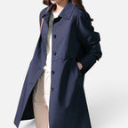Damen langer Trenchcoat mit Knopfverschluss und tailliertem Schnitt